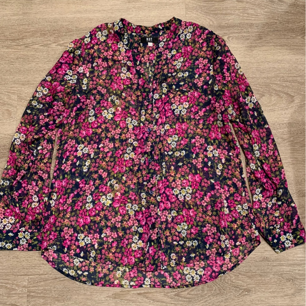 Kut from the Kloth Floral Button Down Long Sleeve Size XL